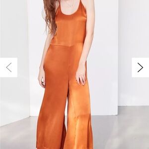 Just Female Sateen Burnt Orange Jumpsuit Size XS